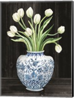 Framed Blue and White Tulips Black I