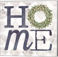 Framed 'Home with Eucalyptus Wreath III' border=