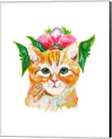 Framed Cat with Flower Crown