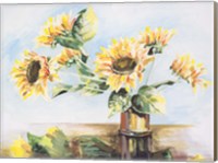 Framed Sunflowers on Golden Vase