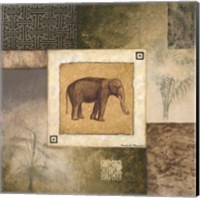 Framed 'Elephant Woodcut' border=