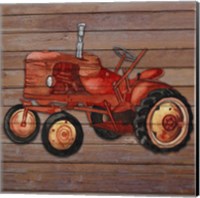 Framed Tractor on Wood II