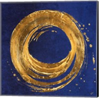 Framed Gold Circle on Blue