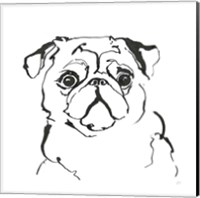 Framed 'Line Dog Pug I' border=