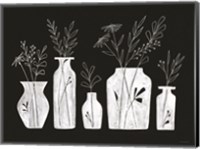 Framed White Line Floral Vases