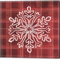 Framed Red Plaid Snowflakes