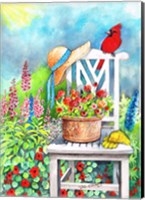 Framed Gardener's Patch With Cardinal