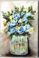 Framed Blue & Yellow Floral Mason Jar