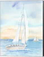 Framed East Coast Lighthouse sailboat panel I