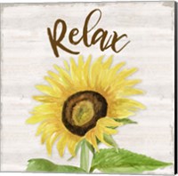 Framed Fall Sunflower Sentiment III-Relax