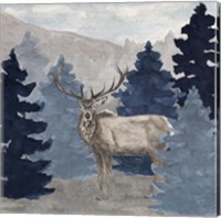 Framed Blue Cliff Mountains scene III-Elk