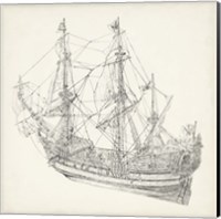 Framed Antique Ship Sketch I