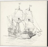 Framed Antique Ship Sketch IV