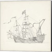 Framed 'Antique Ship Sketch VI' border=