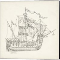 Framed 'Antique Ship Sketch VIII' border=