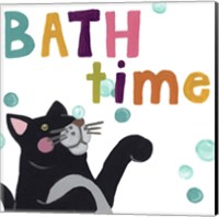 Framed 'Cute Cat Bath IV' border=