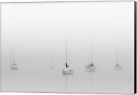 Framed Six Moored Sailboats