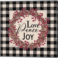 Framed Love Peace Joy with Berries
