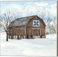 Framed 'Winter Barn Quilt III' border=