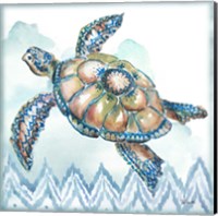 Framed 'Boho Shells I-Sea Turtle' border=