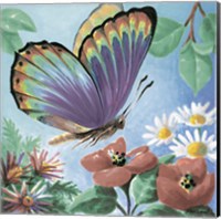 Framed Butterfly Flowers I