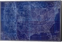 Framed Cobalt US Map