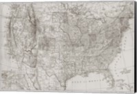 Framed Natural US Map