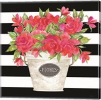 Framed Fuchsia Flores Stripes