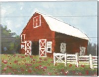 Framed Flower Field Barn