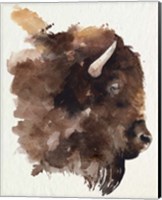 Framed 'Watercolor Bison Profile I' border=