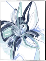 Framed Blue Floral Burst II