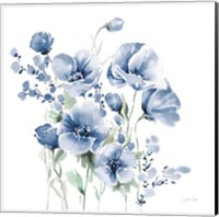 Framed 'Secret Garden Bouquet II Blue' border=