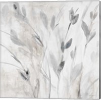 Framed 'Gray Misty Leaves Square I' border=