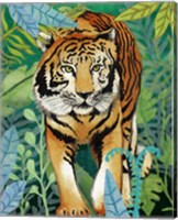 Framed 'Tiger In The Jungle II' border=