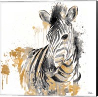 Framed 'Water Zebra with Gold' border=