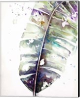 Framed 'Watercolor Plantain Leaves with Purple II' border=