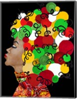 Framed African Goddess With Colorful Hair