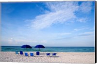 Framed Blue Chairs and Umbrellas