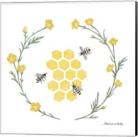 Framed 'Happy to Bee Home III Yellow' border=