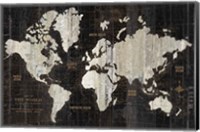 Framed Old World Map Black