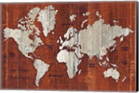 Framed Old World Map Rust