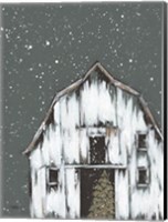 Framed Winter Night Barn