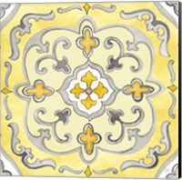 Framed Jewel Medallion yellow gray II
