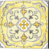 Framed 'Jewel Medallion yellow gray II' border=