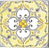 Framed 'Jewel Medallion yellow gray IV' border=