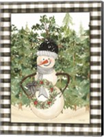 Framed Snowman with Wreath