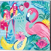 Framed 'Fruity Flamingos V' border=