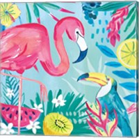 Framed 'Fruity Flamingos II' border=