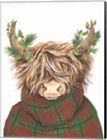 Framed Christmas Highland Cow