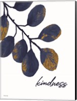 Framed Kindness Navy Gold Leaves